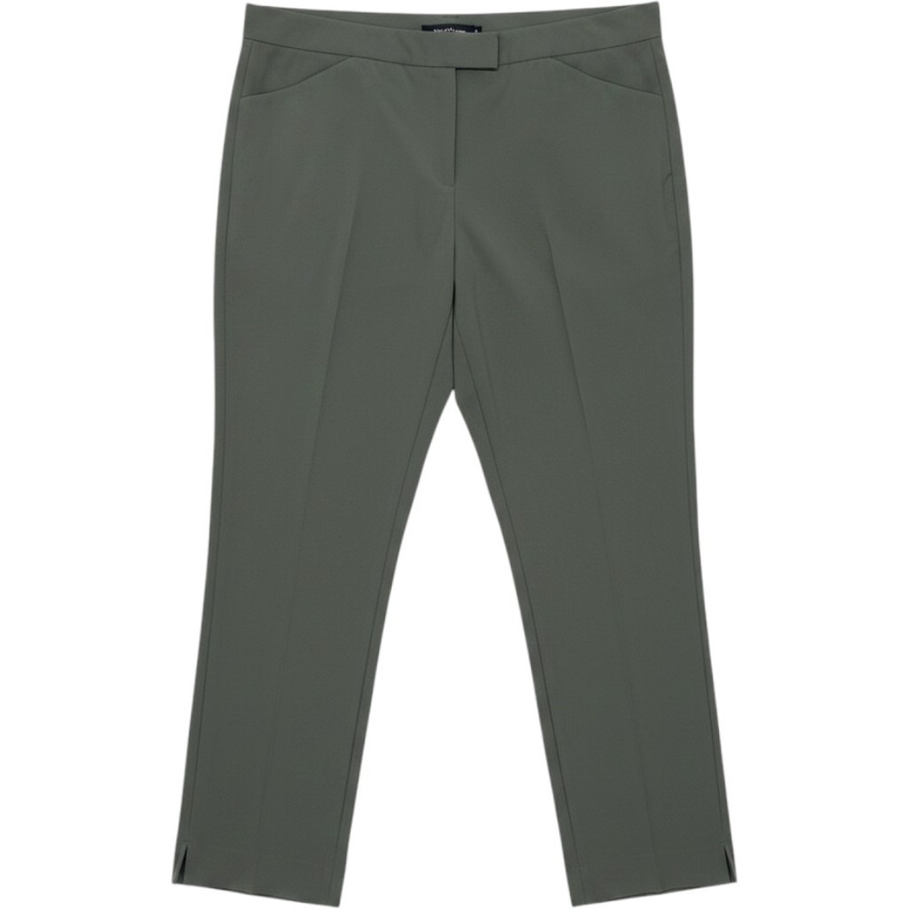 Lafayette 148‎ New York Irving Pants Women 14 Green Virgin Wool Ankle Trousers